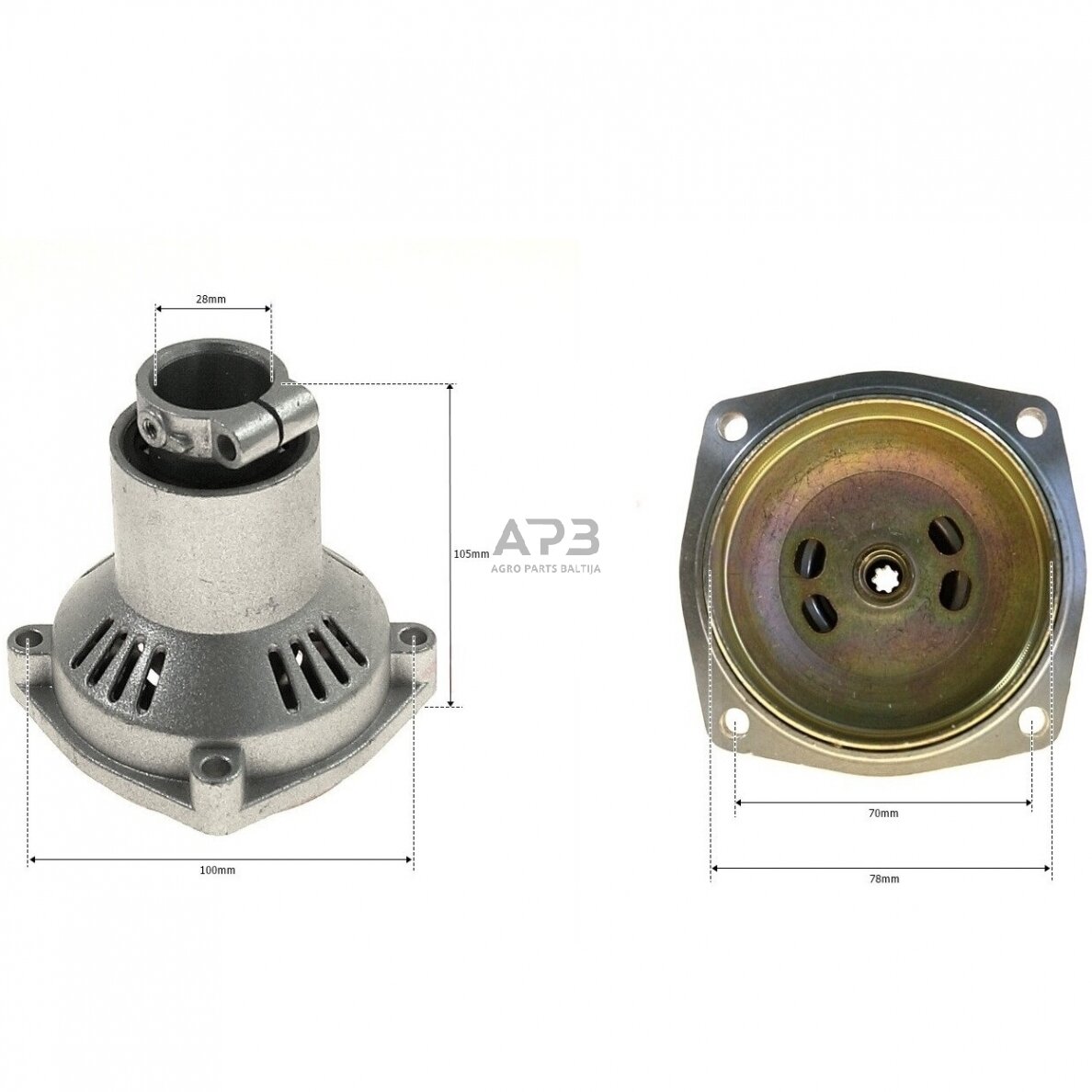 Sankabos korpusas su būgneliu kinietiškoms žoliapjovėms 28,00 mm x 7T septyniakampė žvaigždutė 100,00 mm x 78,00 mm Sankabos korpusas su būgneliu kinietiškoms žoliapjovėms 28,00 mm x 7T septyniakampė žvaigždutė 100,00 mm x 78,00 mm