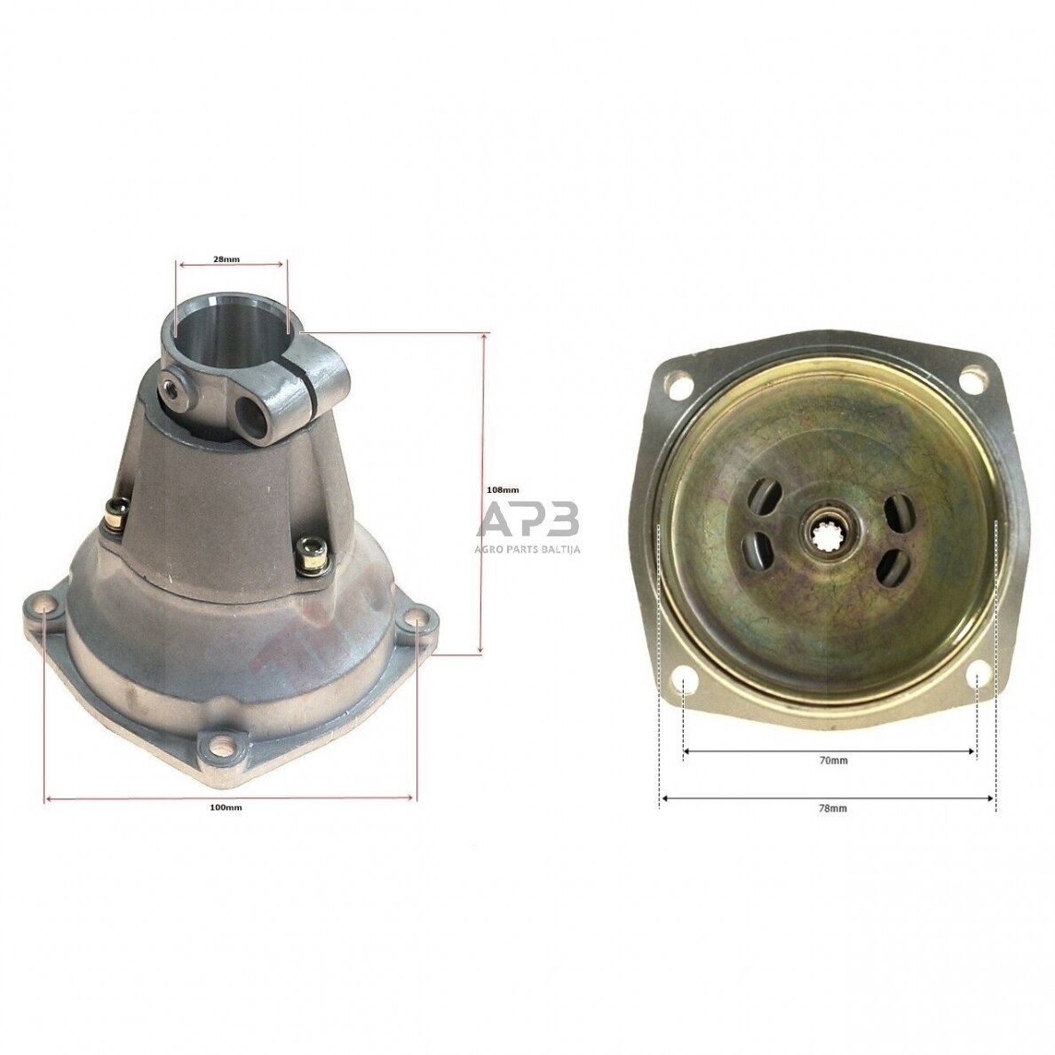 Sankabos korpusas su būgneliu kinietiškoms žoliapjovėms 28,00 mm x 9T devyniakampė žvaigždutė, 100,00 mm x 78,00 mm Sankabos korpusas su būgneliu kinietiškoms žoliapjovėms 28,00 mm x 9T devyniakampė žvaigždutė, 100,00 mm x 78,00 mm