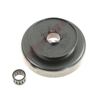 Sankabos būgnelis su guoliu Husqvarna 272XP, žingsnis 3/8" užgriebiai 7. 501 83 15-04, 5018315-04, 501831504 Sankabos būgnelis su guoliu Husqvarna 272XP, žingsnis 3/8" užgriebiai 7. 501 83 15-04, 5018315-04, 501831504