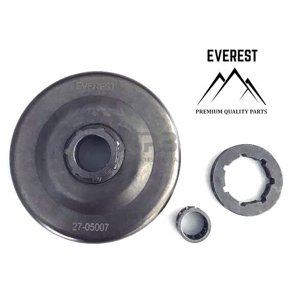 Sankabos būgnelis su žvaigždute ir guoliu Husqvarna 362 žingsnis 3/8 užgriebiai 7 105772X, 503 93 24-71, 5039324-71, 503932471, 537 03 62-02, 5370362-02, 537036202, 537 03 62-05, 5370362-05, 537036205, 586 98 06-01, 5869806-01, 586980601