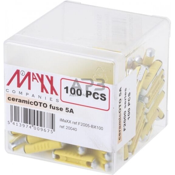 Saugiklis Torpedo 5A, 25mm 100x iMaXX SI12005 3 Saugiklis Torpedo 5A, 25mm 100x iMaXX SI12005 3