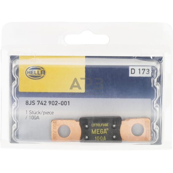 Saugiklis juostinis 100A, 68.6mm Hella 8JS742902001 4 Saugiklis juostinis 100A, 68.6mm Hella 8JS742902001 4