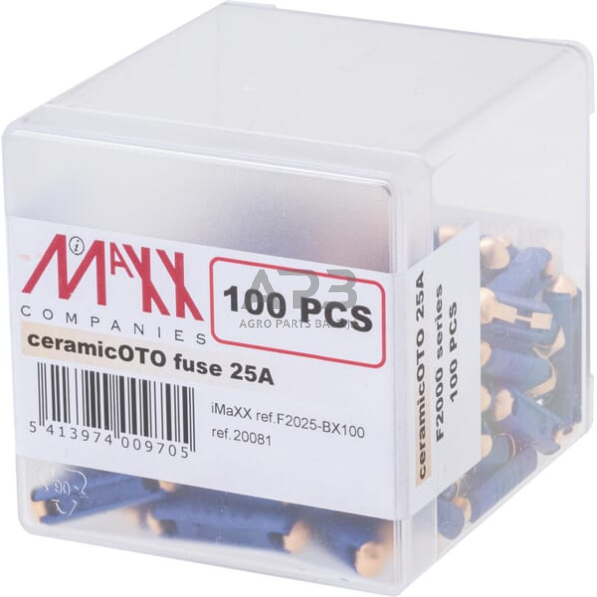 Saugiklis Torpedo 25A, 25mm 100x iMaXX SI12025 3 Saugiklis Torpedo 25A, 25mm 100x iMaXX SI12025 3