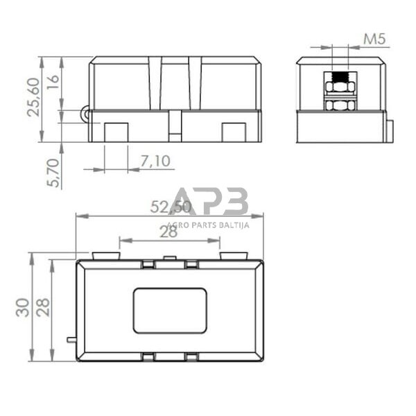 Saugiklio laikiklis 32V, 100A FB10010KR 2 Saugiklio laikiklis 32V, 100A FB10010KR 2