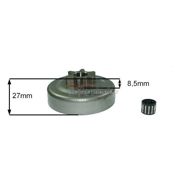 Sankabos būgnelis Partner su guoliu modeliams: 351, 370, 371, 390, 401, 420, 422 3/8" 6 užgriebių 1 Sankabos būgnelis Partner su guoliu modeliams: 351, 370, 371, 390, 401, 420, 422 3/8" 6 užgriebių 1