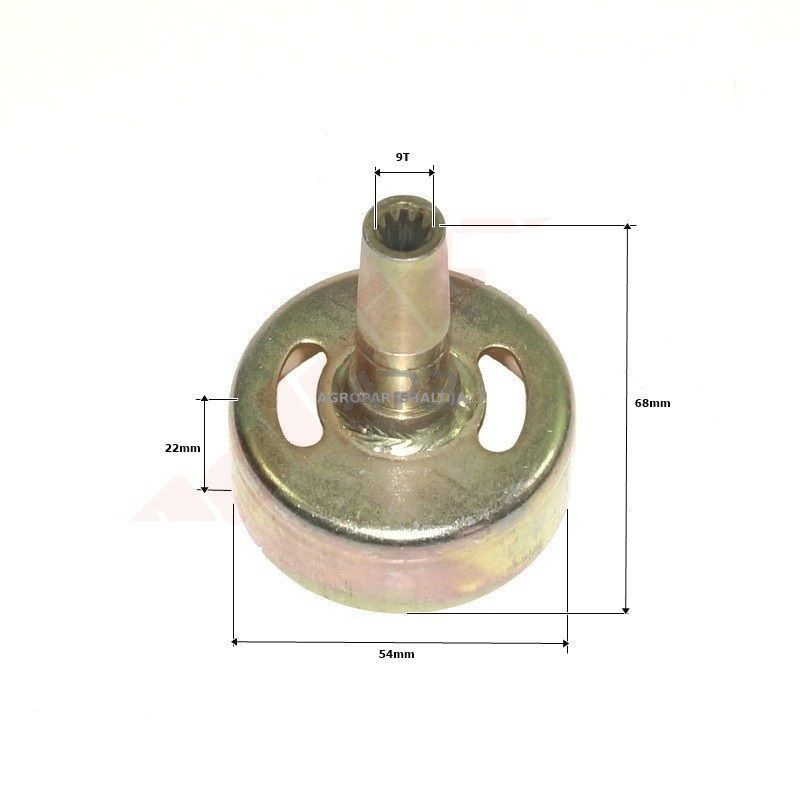 Sankabos būgnelis kiniškoms žoliapjovėms 54x22x68x9T TL26-9T Sankabos būgnelis kiniškoms žoliapjovėms 54x22x68x9T TL26-9T