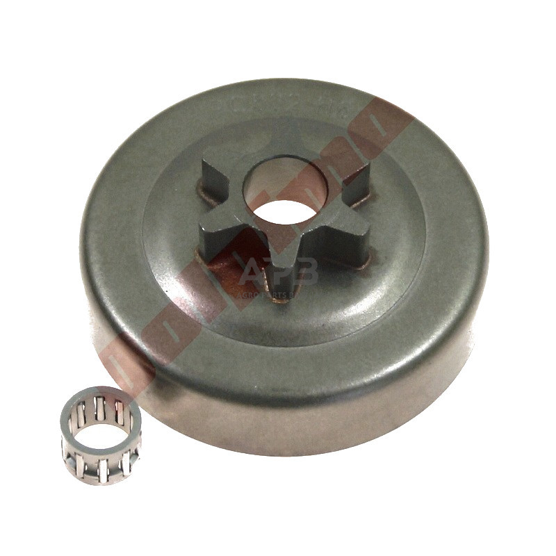 Sankabos būgnelis su guoliu PARTNER 351 žingsnis 3/8 užgriebiai 6 106114 OleoMac: 936, 937, 940, 941C, GS370, GS410C Sankabos būgnelis su guoliu PARTNER 351 žingsnis 3/8 užgriebiai 6 106114 OleoMac: 936, 937, 940, 941C, GS370, GS410C