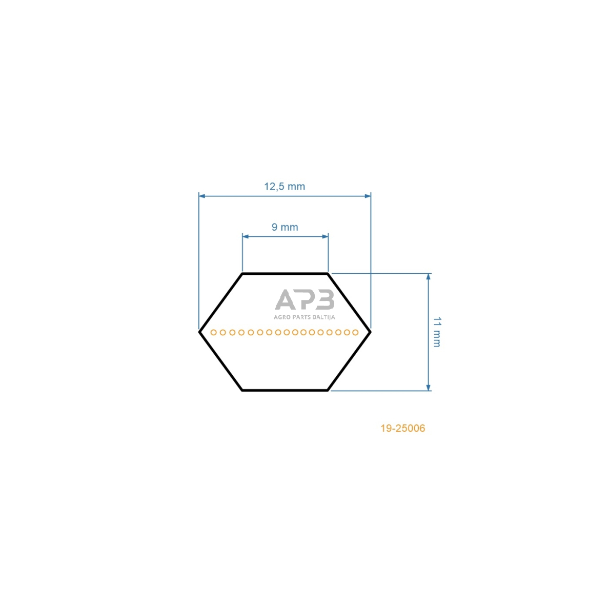 Šešiabriaunis pjaunamosios diržas Yardman HN 7155 754-0470 AA93 pjaunamosios plotis N40 (102 cm) 12,5x2365mm Li, 12,5x2416mm La 2