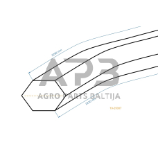Šešiabriaunis pjaunamosios diržas MTD Sprint 2000, Sprint 2002 H, Sprint 3000, 125/40, 130/102, 160/102, 13/102, E 125, E/130, E 145, E 160, E 165, EH 155, EH/180, HN 7155, 13/102, 16/10 AA88 pjaunamosios plotis N40 (102 cm) 12,5x2235mm Li, 12,5x2286mm La