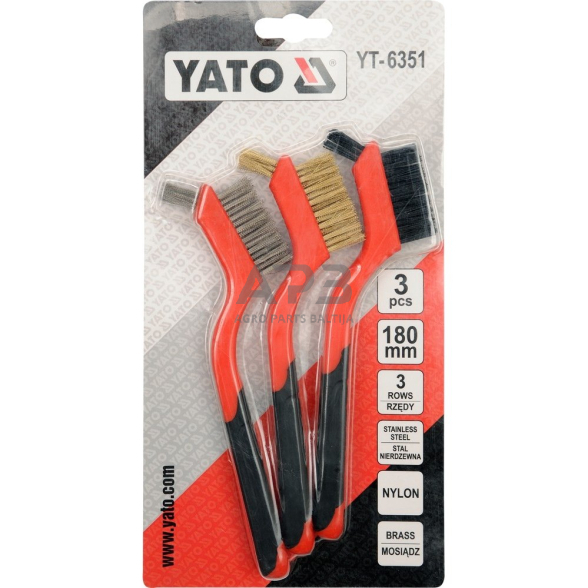 Šepečių vielinių plastikine rankena rinkinys 3vnt. 180mm 1 Šepečių vielinių plastikine rankena rinkinys 3vnt. 180mm 1