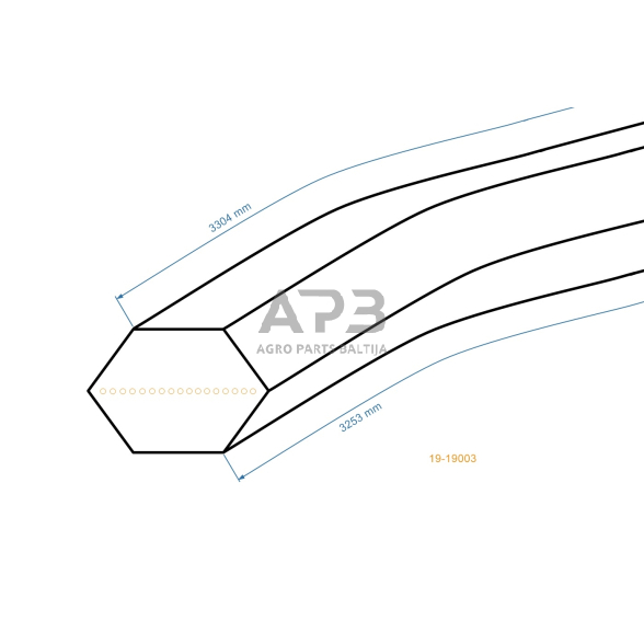Šešiabriaunis eigos diržas Agrostroj 022661 AA128 12,7x3233mm Li, 12,7x3304mm La 1