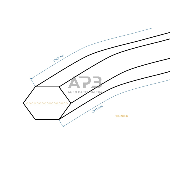 Šešiabriaunis pjaunamosios diržas AL-KO T13-102, T16-102, T17-102 AA91 13x2311mm Li, 13x2362mm La 1