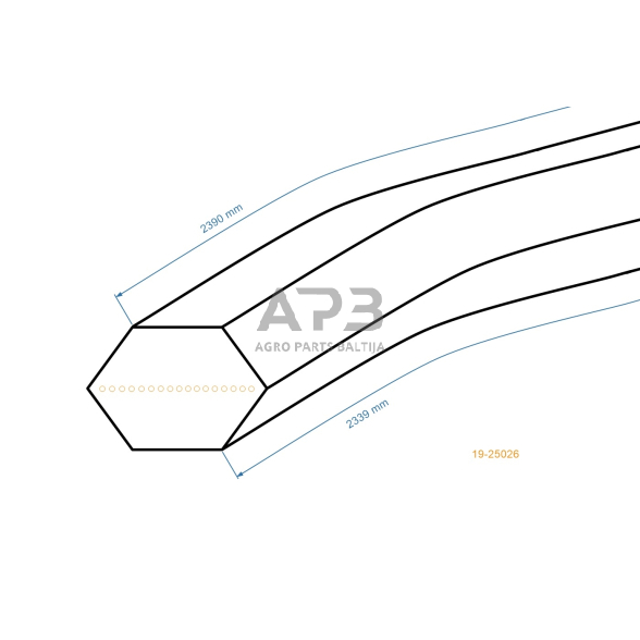 Šešiabriaunis pjaunamosios diržas Lawnflite 908 LA, 903 LT pjaunamosios plotis 41 ( 105 cm ) AA92 12,5x2339mm Li, 12,5x2390mm La 1