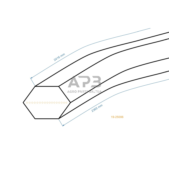 Šešiabriaunis pjaunamosios diržas Yardman HN 7155 754-0470 AA93 pjaunamosios plotis N40 (102 cm) 12,5x2365mm Li, 12,5x2416mm La 1