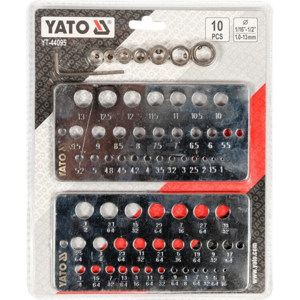 Skylių šablonas/ gręžimo gylio ribotuvas 10vnt. (1.0-13.0mm) 1 Skylių šablonas/ gręžimo gylio ribotuvas 10vnt. (1.0-13.0mm) 1