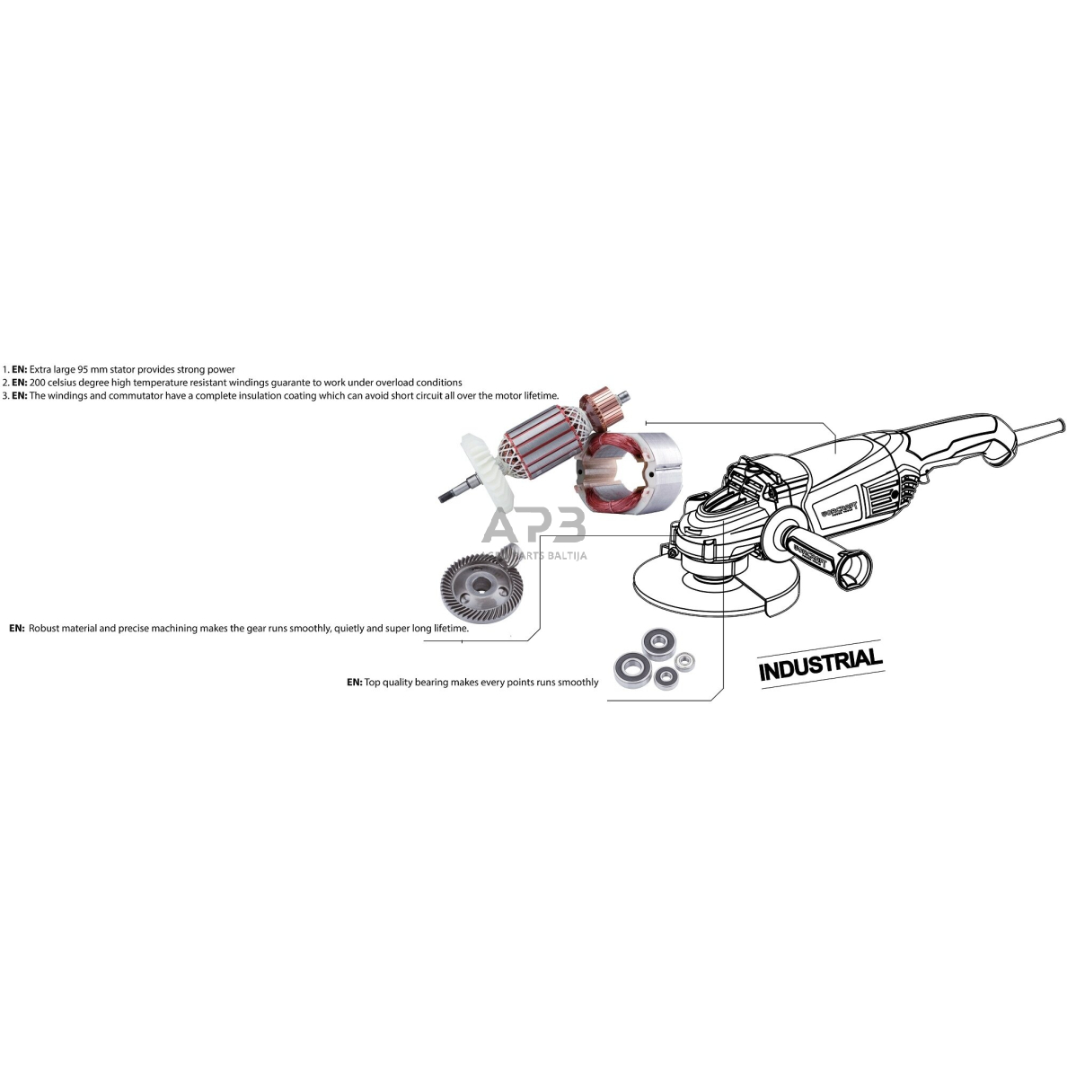 Šlifuoklis kampinis 230mm 2400W 5 Šlifuoklis kampinis 230mm 2400W 5