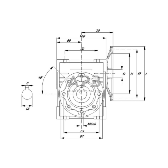 Sliekinis reduktorius GMR0403071B14 I = 30 1