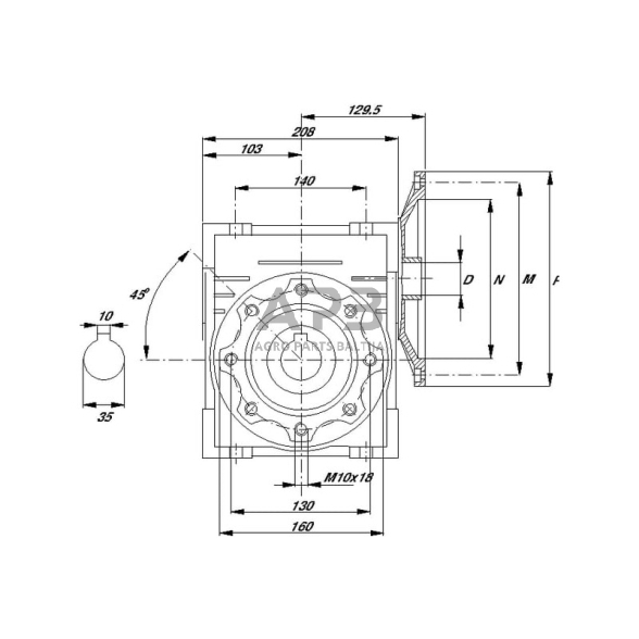 Sliekinis reduktorius GMR09010080B14 I = 100 1 Sliekinis reduktorius GMR09010080B14 I = 100 1