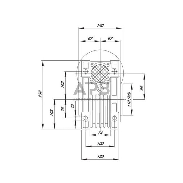 Sliekinis reduktorius GMR09010080B14 I = 100 2 Sliekinis reduktorius GMR09010080B14 I = 100 2