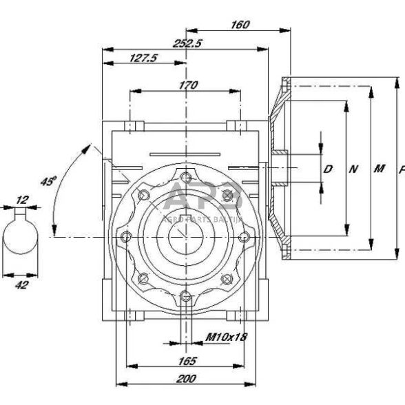 Sliekinis reduktorius GMR11015112B5 I = 15 1
