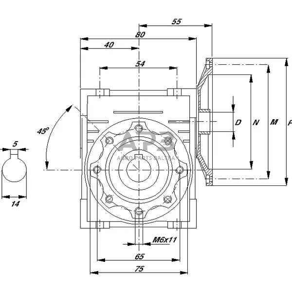 Sliekinis reduktorius GMR0304063B14 I = 40 1 Sliekinis reduktorius GMR0304063B14 I = 40 1