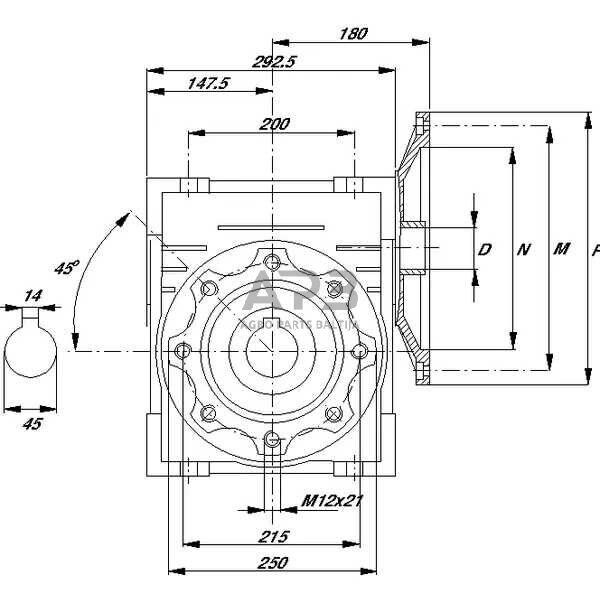 Sliekinis reduktorius GMR13040132B5 I = 40 1 Sliekinis reduktorius GMR13040132B5 I = 40 1