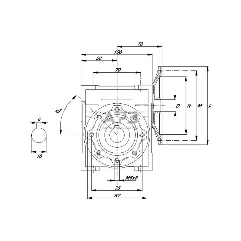 Sliekinis reduktorius GMR0403071B14 I = 30 1