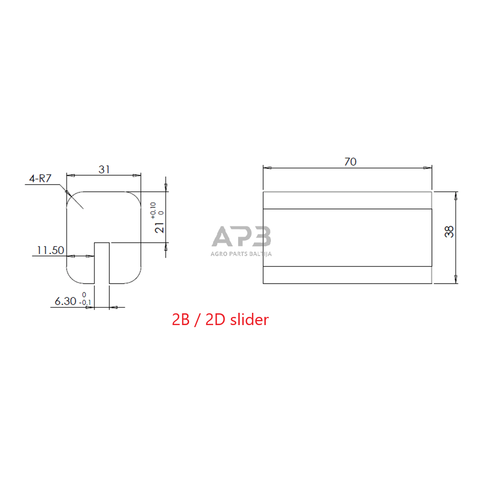 Šliaužiklis hidraul. keltuvui PL-4.0-2B / 2D. Atsarginė dalis 1