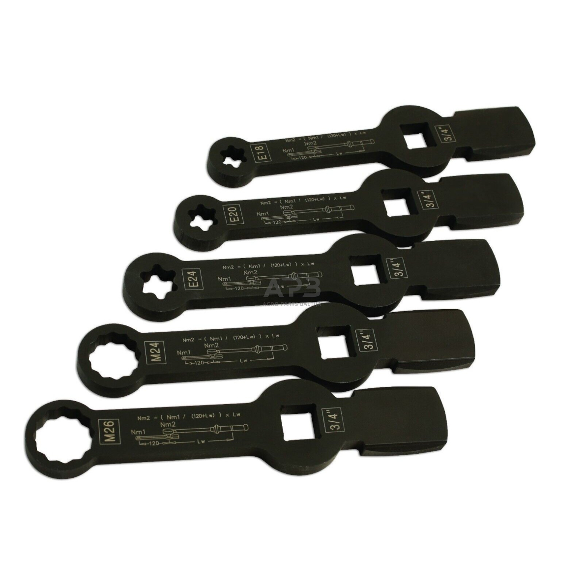 Smūginių veržliarakčių E-torx ir SPLINE rinkinys (5vnt) Smūginių veržliarakčių E-torx ir SPLINE rinkinys (5vnt)