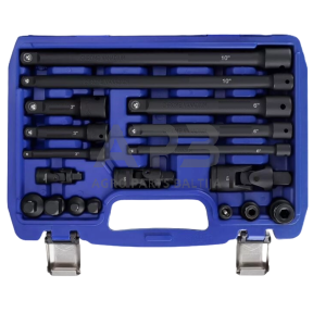 Smūginių prailgintojų ir adapterių rinkinys 1/4"+3/8"+1/2" 18vnt.