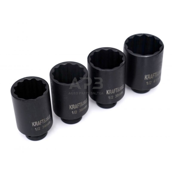 Smūginių galvučių rinkinys 1/2'' 4vnt. 2 Smūginių galvučių rinkinys 1/2'' 4vnt. 2