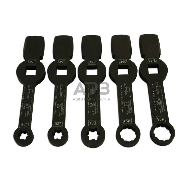 Smūginių veržliarakčių E-torx ir SPLINE rinkinys (5vnt) 1 Smūginių veržliarakčių E-torx ir SPLINE rinkinys (5vnt) 1