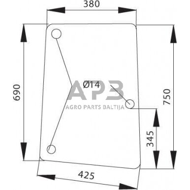 Šoninis kabinos stiklas D8183 Šoninis kabinos stiklas D8183