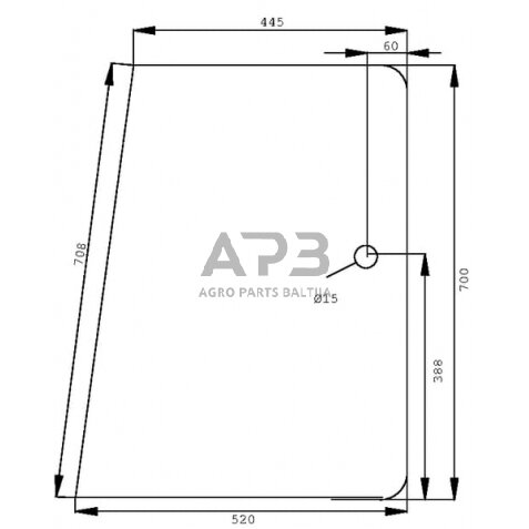 Šoninis kabinos stiklas D7760T Šoninis kabinos stiklas D7760T