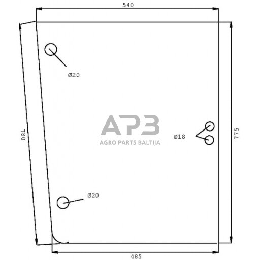 Šoninis kabinos stiklas 0077337010N Šoninis kabinos stiklas 0077337010N