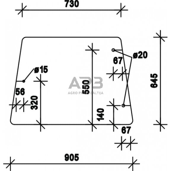Šoninis kabinos stiklas D7746 Šoninis kabinos stiklas D7746