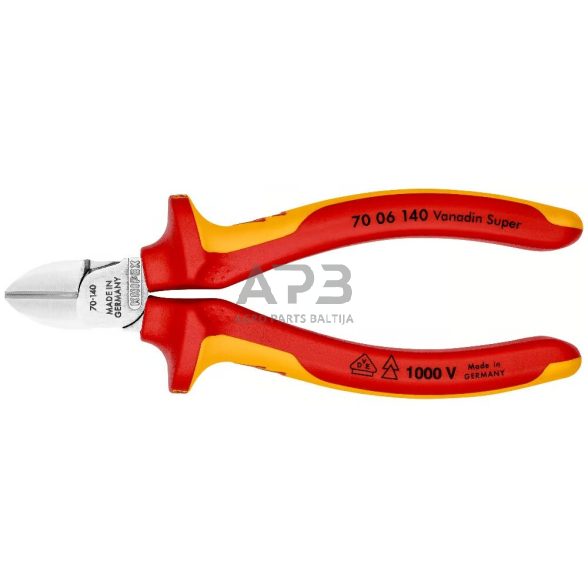 Šoninio kirpimo replės elektrikui 140mm (1000V) KNIPEX Šoninio kirpimo replės elektrikui 140mm (1000V) KNIPEX