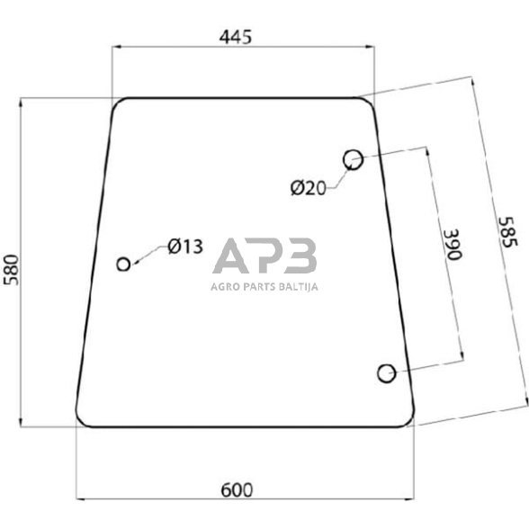Šoninis kabinos stiklas D6904 Šoninis kabinos stiklas D6904