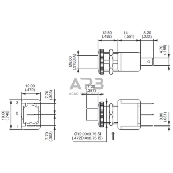 Spaudžiamas jungiklis APEM 47318 2 Spaudžiamas jungiklis APEM 47318 2