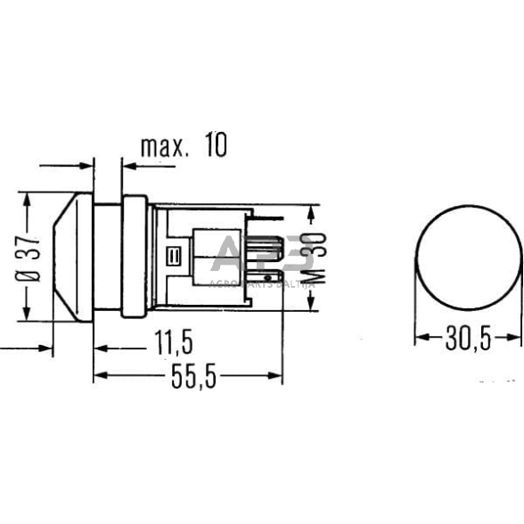 Spaudžiamas jungiklis Hella 12V 6HF003916031 1 Spaudžiamas jungiklis Hella 12V 6HF003916031 1