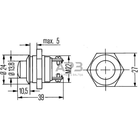 Spaudžiamas jungiklis Hella Ø24mm 6JF001571001 5
