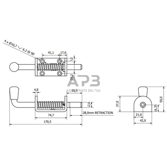 Spyruoklinis varžtas 12mm 84001A 1 Spyruoklinis varžtas 12mm 84001A 1