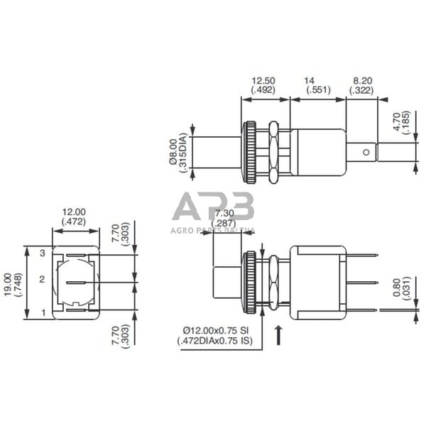 Spaudžiamas jungiklis APEM 47318 2 Spaudžiamas jungiklis APEM 47318 2