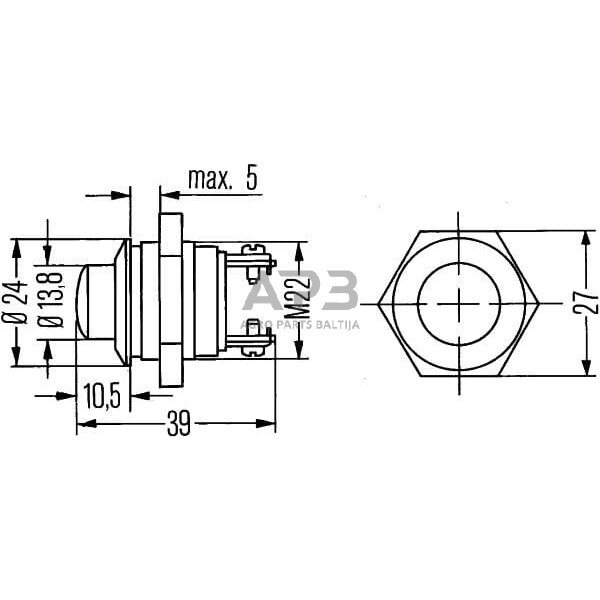 Spaudžiamas jungiklis Hella Ø24mm 6JF001571001 5
