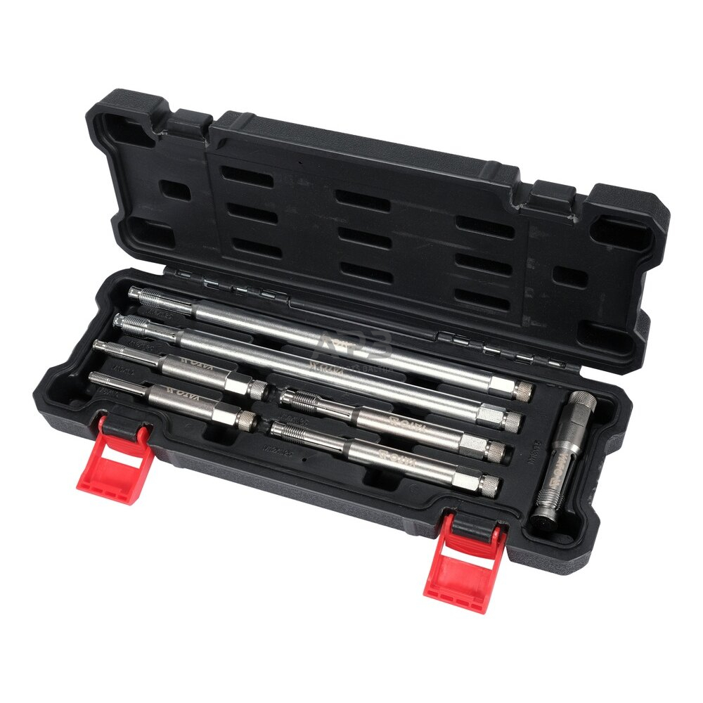 Sriegiklių (ilgų) rinkinys žvakėms 7vnt. M8-M18 2 Sriegiklių (ilgų) rinkinys žvakėms 7vnt. M8-M18 2