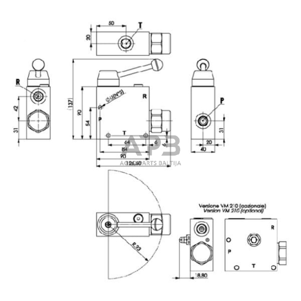 Srauto valdymo vožtuvas 3 krypčių 1/2" 50-90 l/min, FPRF12H 5 Srauto valdymo vožtuvas 3 krypčių 1/2" 50-90 l/min, FPRF12H 5