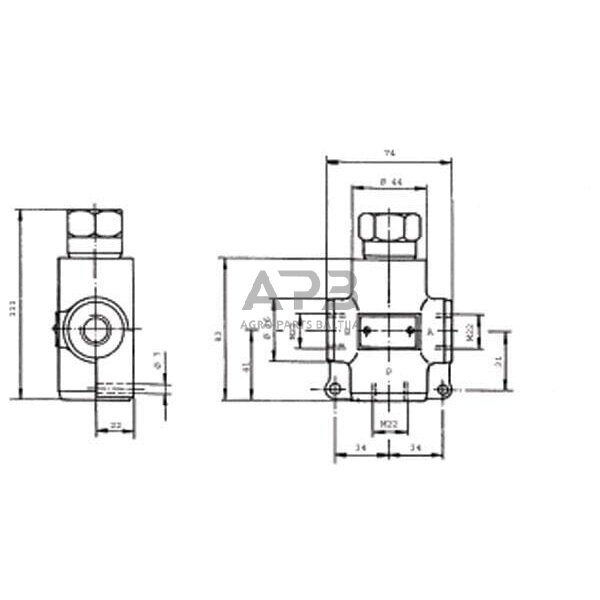 Srauto reguliavimo vožtuvas 3 krypčių 0-65l/min, MTKA2VDM08 2 Srauto reguliavimo vožtuvas 3 krypčių 0-65l/min, MTKA2VDM08 2