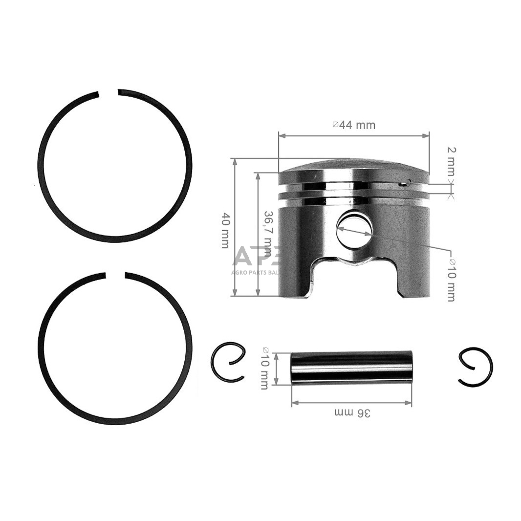Stūmoklio komplektas kiniškiems pjūklams 52cc 44 mm 2
