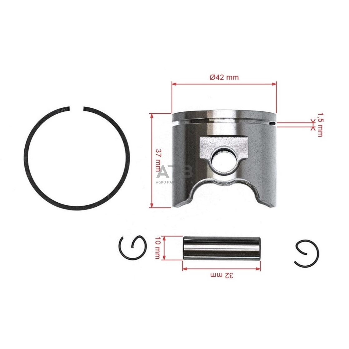 Stūmoklio komplektas Husqvarna 345XP išmatavimai stūmoklio 42 mm. 503 90 73-71, 5039073-71, 503907371 2 Stūmoklio komplektas Husqvarna 345XP išmatavimai stūmoklio 42 mm. 503 90 73-71, 5039073-71, 503907371 2