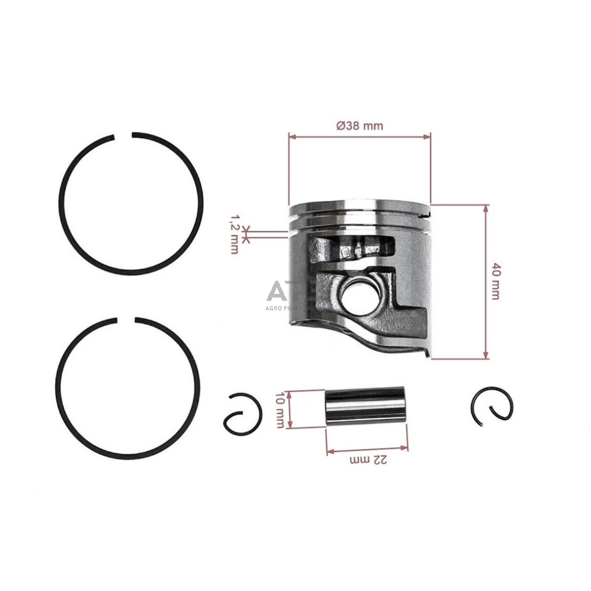 Stūmoklio komplektas pjūklams STIHL MS181 38 mm 1139 030 2005, 11390302005, 1139 030 2002, 11390302002 2 Stūmoklio komplektas pjūklams STIHL MS181 38 mm 1139 030 2005, 11390302005, 1139 030 2002, 11390302002 2